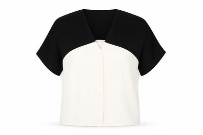 Front view of ASOS women’s white polyester basic t-shirt, size UK 8, v-neck