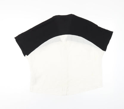 Back view of ASOS women’s white polyester basic t-shirt, size UK 8, v-neck