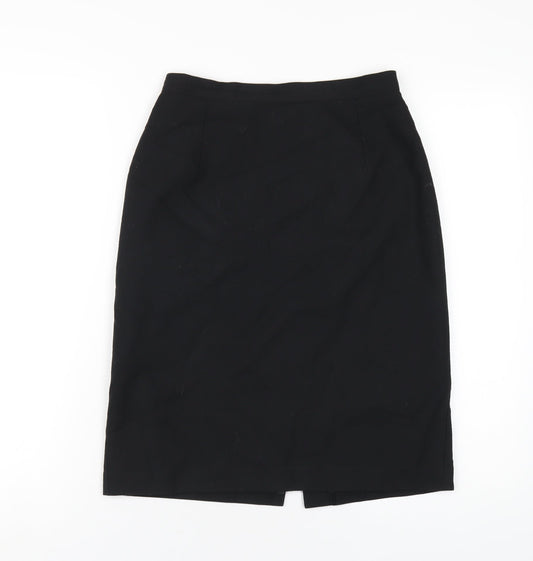 Marks and Spencer Womens Black Polyester Straight & Pencil Skirt Size 10 Zip