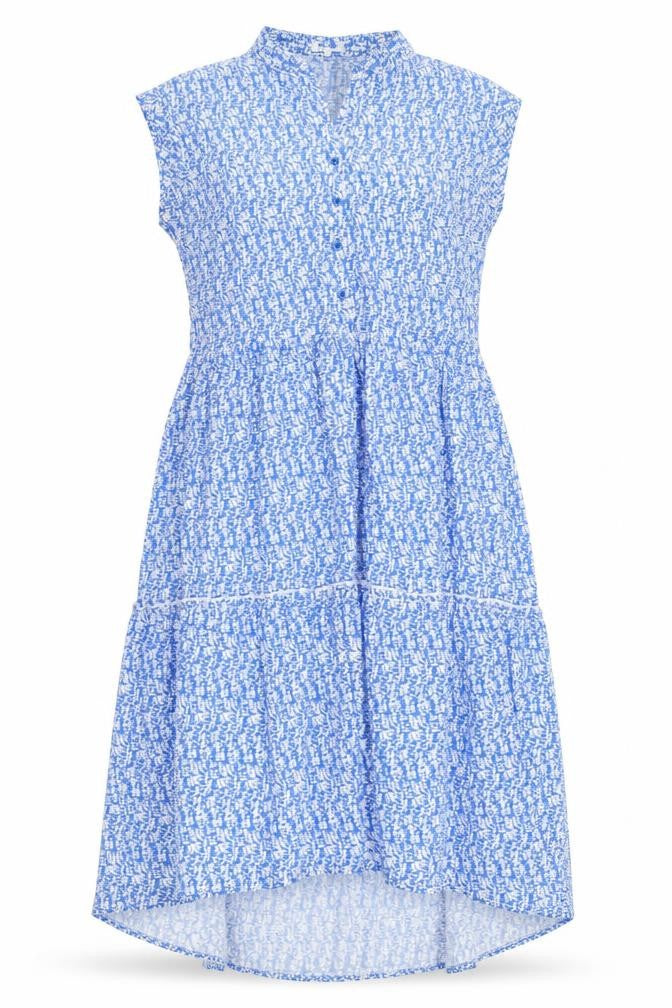 The Edit Womens Blue Floral Polyester A-Line Size L V-Neck Pullover