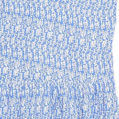 The Edit Womens Blue Floral Polyester A-Line Size L V-Neck Pullover