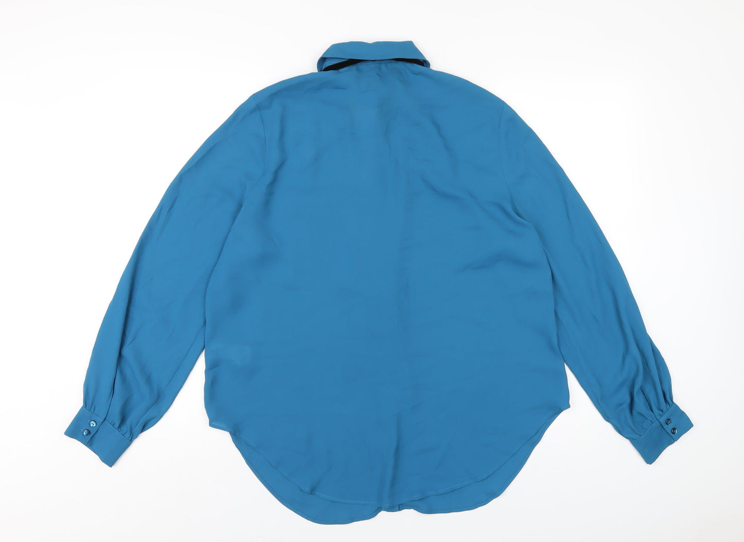 Marks and Spencer Womens Blue Polyester Basic Button-Up Size 16 Collared