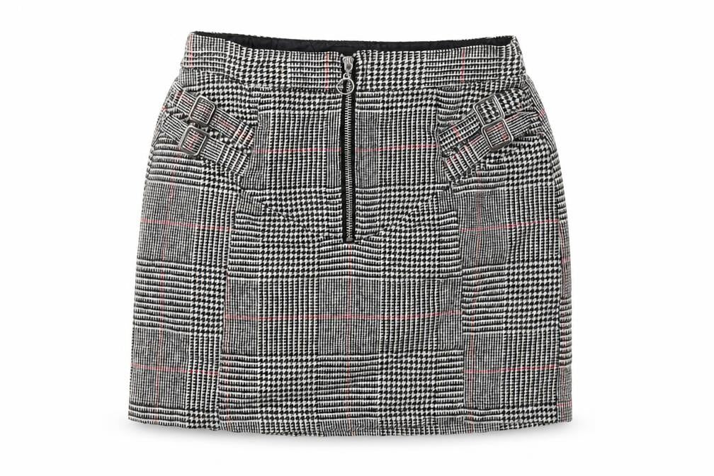 Topshop Womens Black Plaid Acrylic Mini Skirt Size 10 Zip