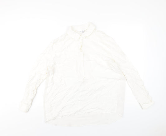 Cooperative Womens White Polyester Basic Blouse Size S Collared