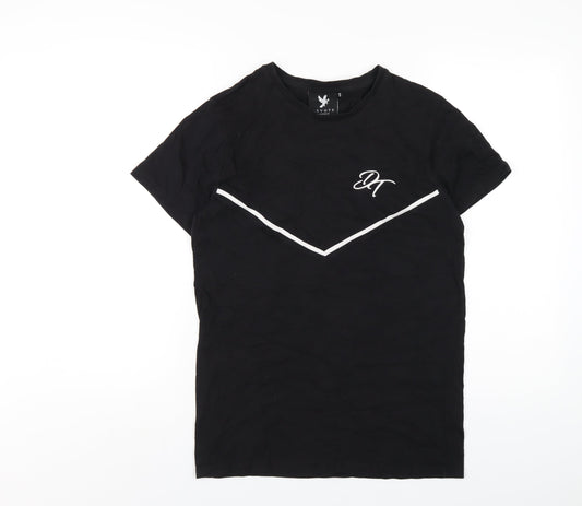 Devote Mens Black Cotton T-Shirt Size S Round Neck