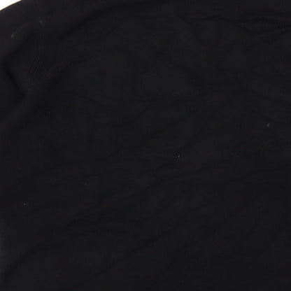 BHS Womens Black Acrylic Basic T-Shirt Size 12 V-Neck - Beaded Neckline