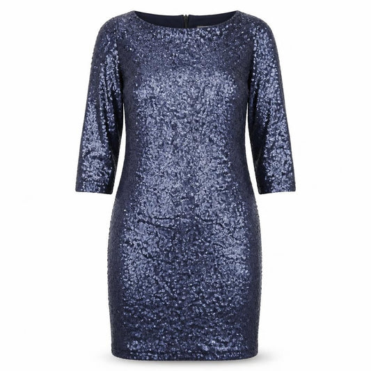 Glamorous Womens Blue Polyester Bodycon Size 8 Round Neck Zip - Sequin