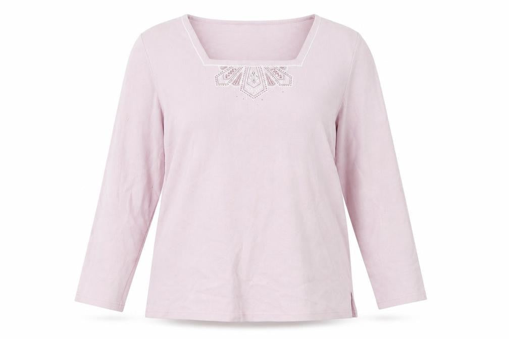 Bonmarché Womens Pink Polyester Basic T-Shirt Size L Square Neck
