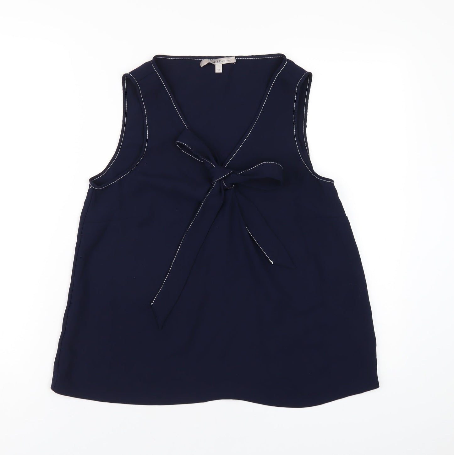 Marks and Spencer Womens Blue Polyester Basic Tank Size 12 V-Neck
