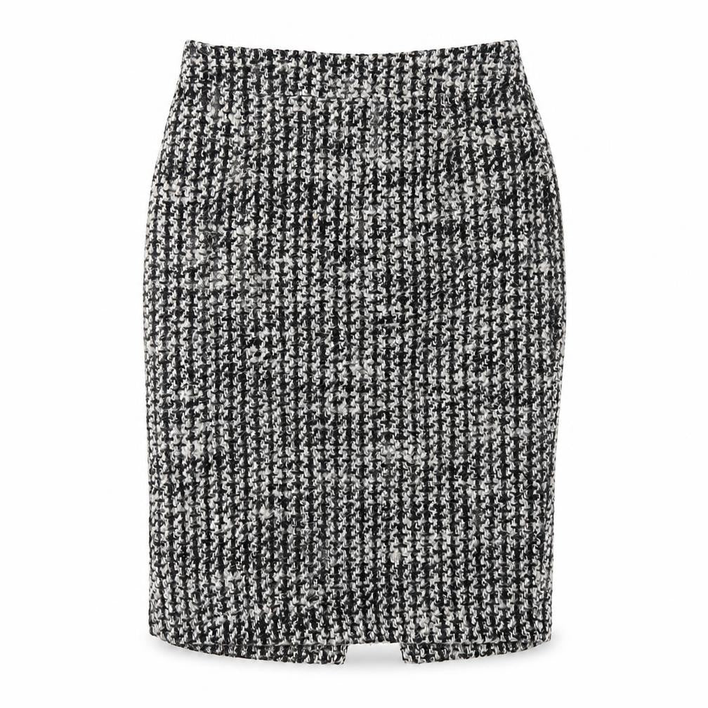 Marks & Spencer Womens Black Geometric Wool Straight & Pencil Skirt Size 10 Zip