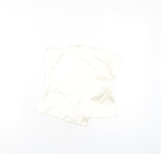 Zara Womens Ivory Polyester Basic T-Shirt Size S Square Neck