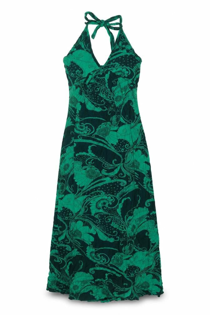 Red Herring Womens Green Geometric Viscose A-Line Size 8 Halter Pullover