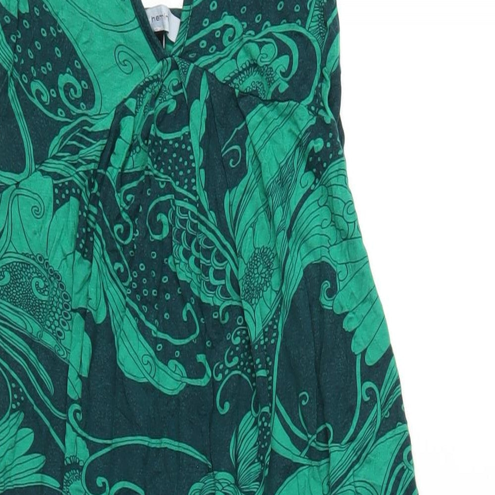 Red Herring Womens Green Geometric Viscose A-Line Size 8 Halter Pullover