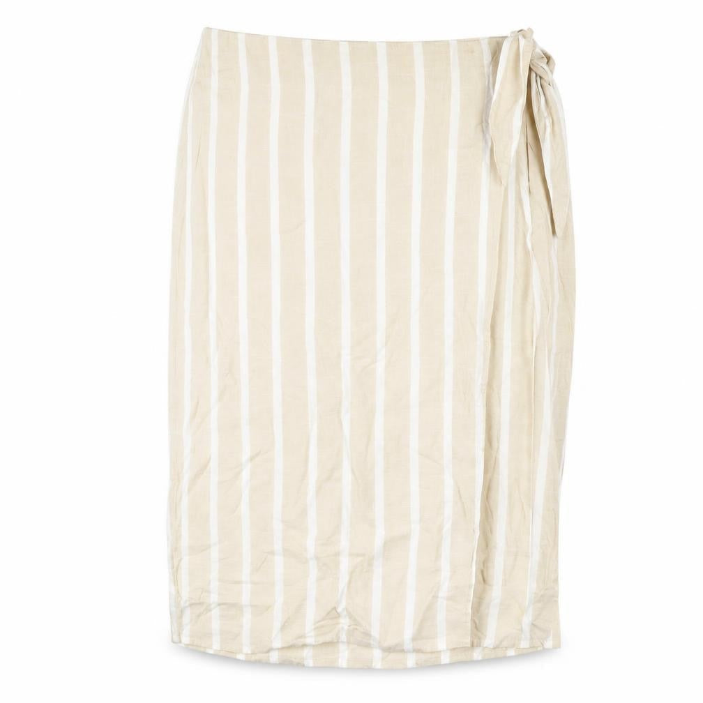 Principles Womens Beige Striped Linen A-Line Skirt Size 16 Zip