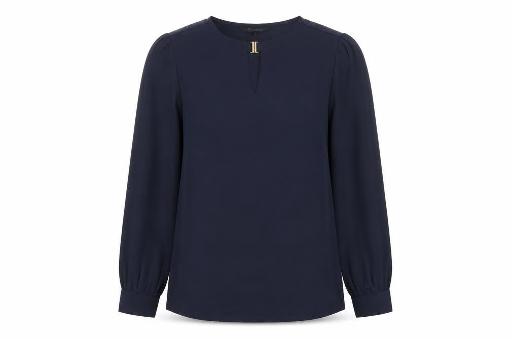 Annabelle Womens Blue Polyester Basic T-Shirt Size S Round Neck