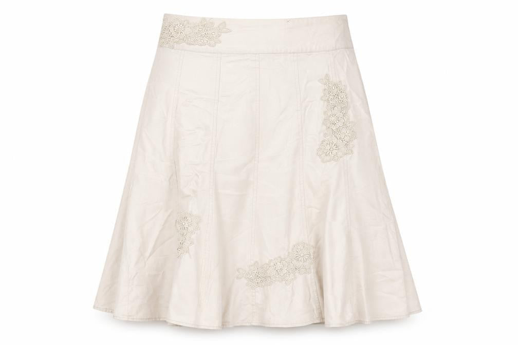 Phase Eight Womens Beige Cotton A-Line Skirt Size 12 Zip