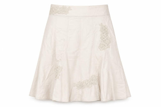 Phase Eight Womens Beige Cotton A-Line Skirt Size 12 Zip