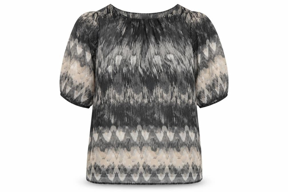 VERO MODA Womens Multicoloured Geometric Polyester Basic T-Shirt Size L Round Neck