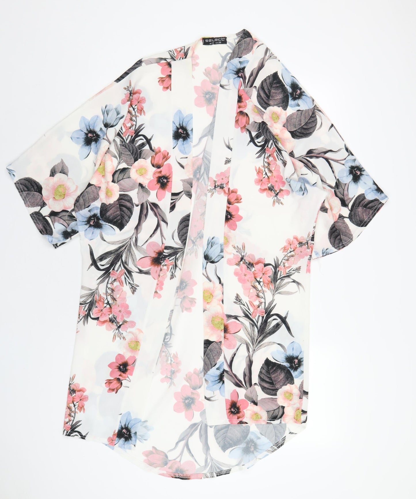 Select Womens Multicoloured Floral Polyester Kimono Blouse Size 10 V-Neck
