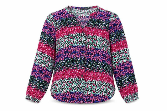 Marks and Spencer Womens Multicoloured Floral Viscose Basic Button-Up Size 8 V-Neck
