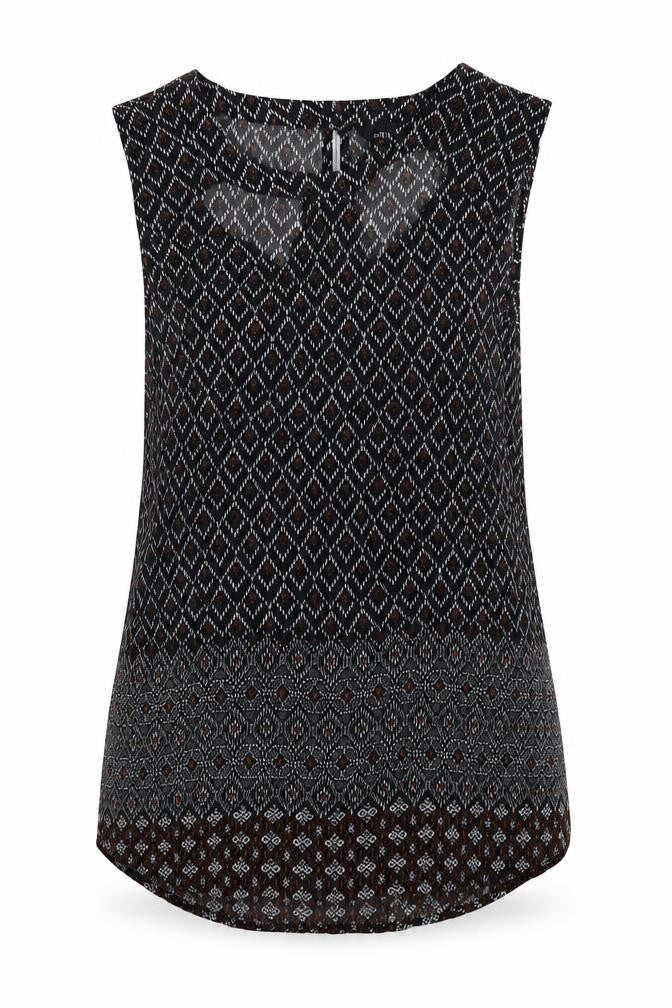 New Look Womens Black Geometric Viscose Basic Tank Size 8 Round Neck