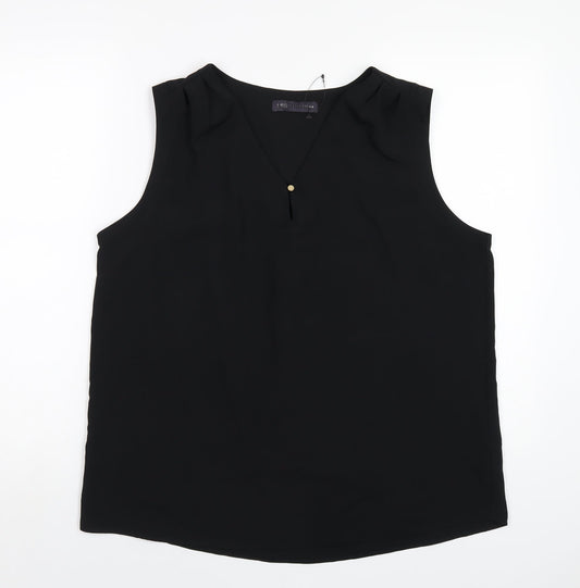 Marks and Spencer Womens Black Polyester Basic Tank Size 14 V-Neck