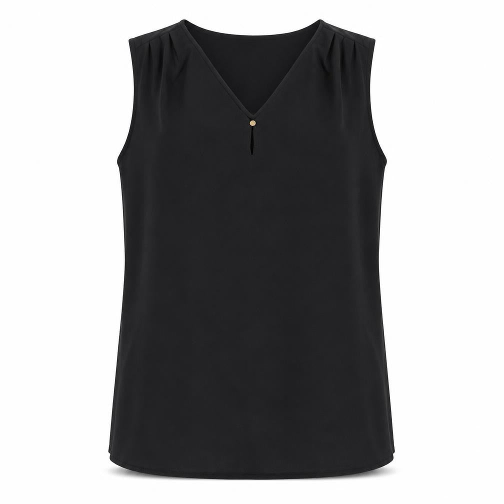 Marks & Spencer Womens Black Polyester Basic Tank Size 14 V-Neck