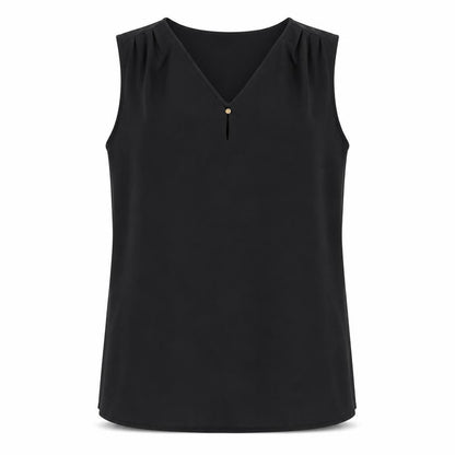Marks & Spencer Womens Black Polyester Basic Tank Size 14 V-Neck