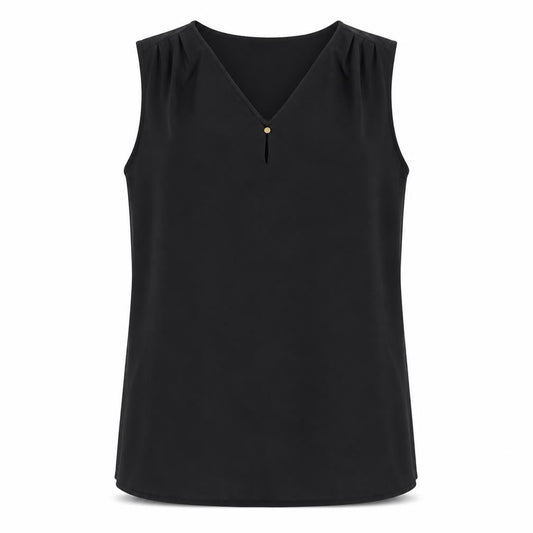 Marks and Spencer Womens Black Polyester Basic Tank Size 14 V-Neck