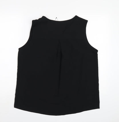 Marks & Spencer Womens Black Polyester Basic Tank Size 14 V-Neck