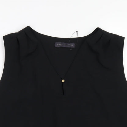Marks & Spencer Womens Black Polyester Basic Tank Size 14 V-Neck