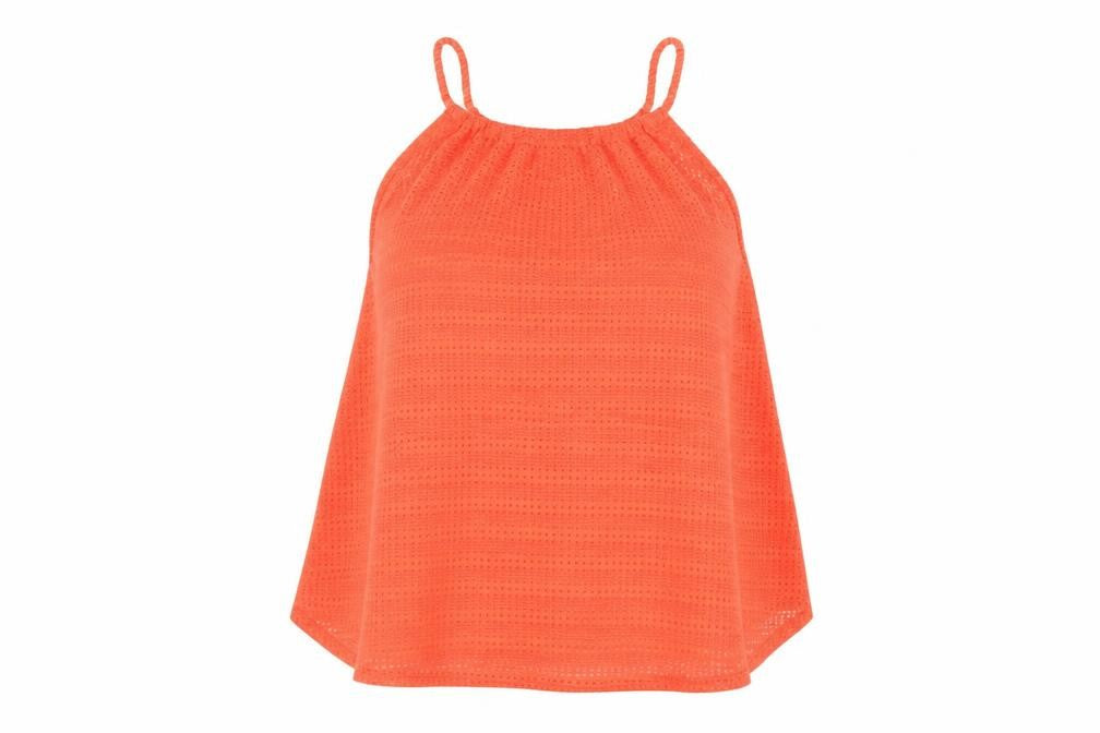 New Look Womens Orange Polyester Basic T-Shirt Size 8 Round Neck
