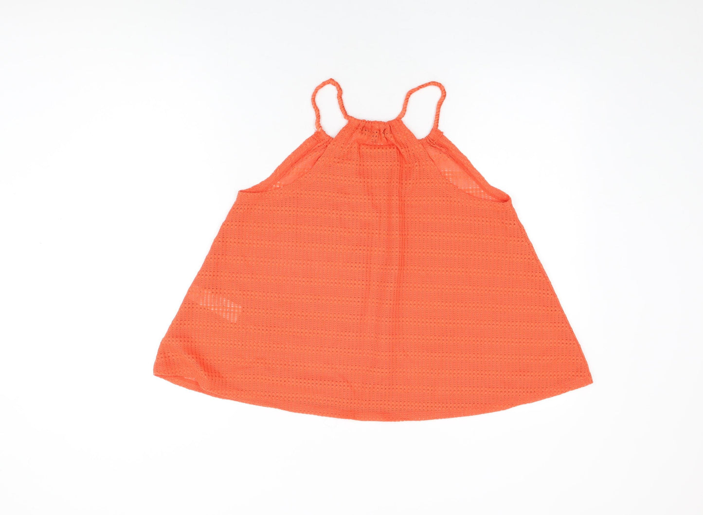 New Look Womens Orange Polyester Basic T-Shirt Size 8 Round Neck