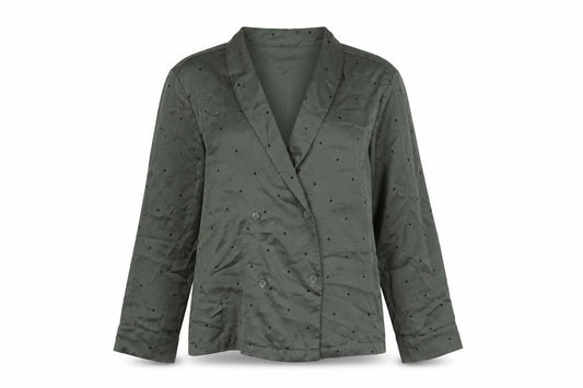 H&M Womens Green Polka Dot Polyester Basic Button-Up Size M V-Neck