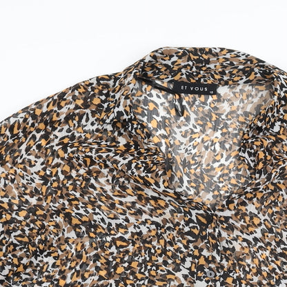 Et Vous Womens Multicoloured Animal Print Polyester Basic Button-Up Size 12 Collared