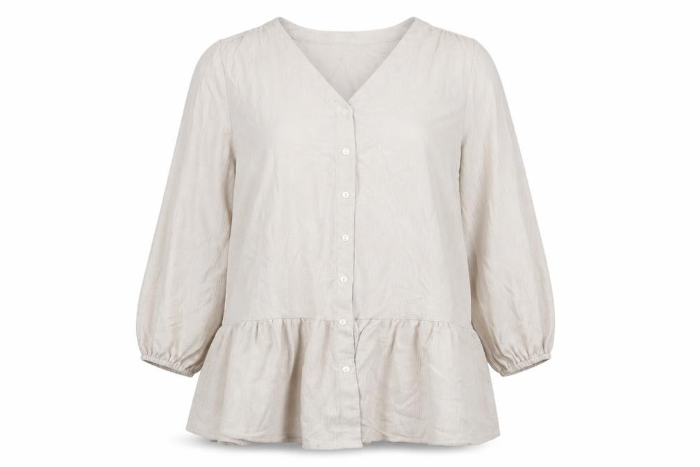 Bonmarché Womens Beige Polyester Basic Button-Up Size 12 V-Neck
