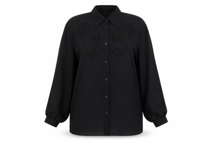 Elsie Whiteley Womens Black Polyester Basic Button-Up Size 12 Collared