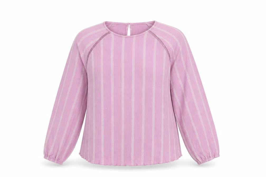 Marks & Spencer Womens Purple Striped Polyester Basic T-Shirt Size 12 Round Neck