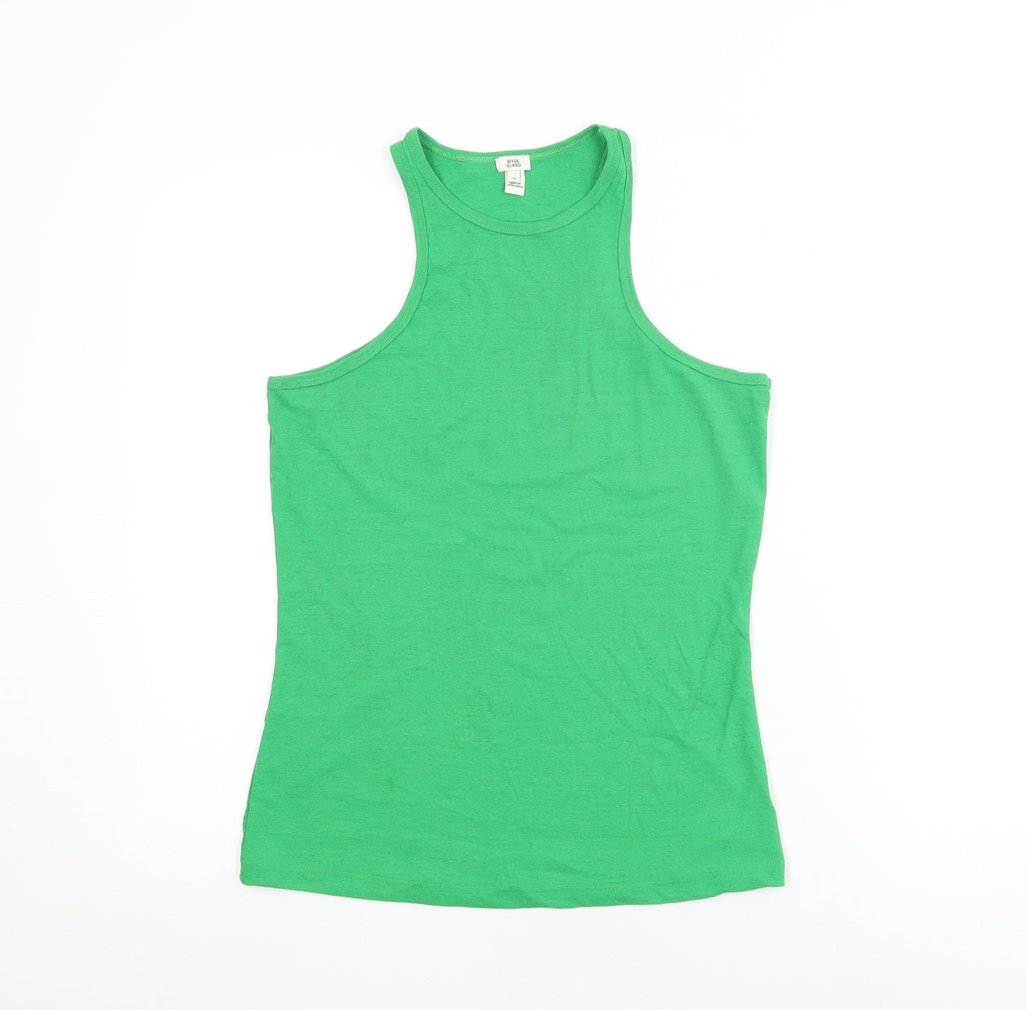 River Island Womens Green Polyester Basic Tank Size 16 Round Neck