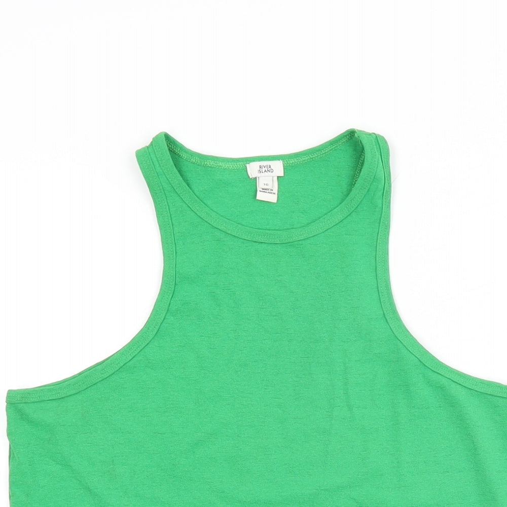 River Island Womens Green Polyester Basic Tank Size 16 Round Neck