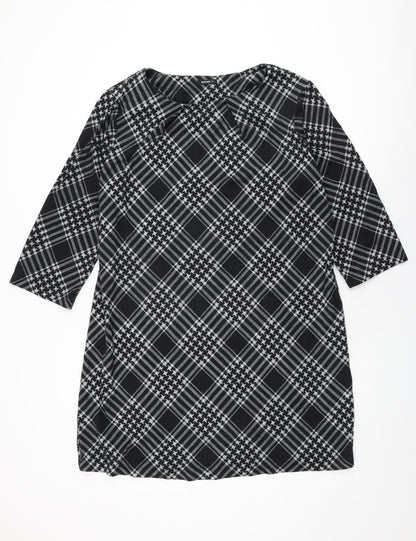 Additional front view of Roman women’s black geometric polyester shift, size UK 18, round neck pullover