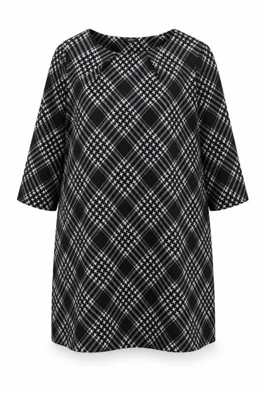 Roman Womens Black Geometric Polyester Shift Size 18 Round Neck Pullover