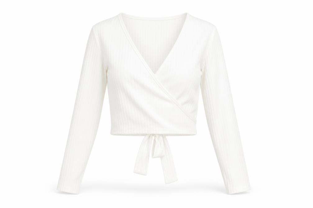 PRETTYLITTLETHING Womens White Polyester Wrap T-Shirt Size 10 V-Neck