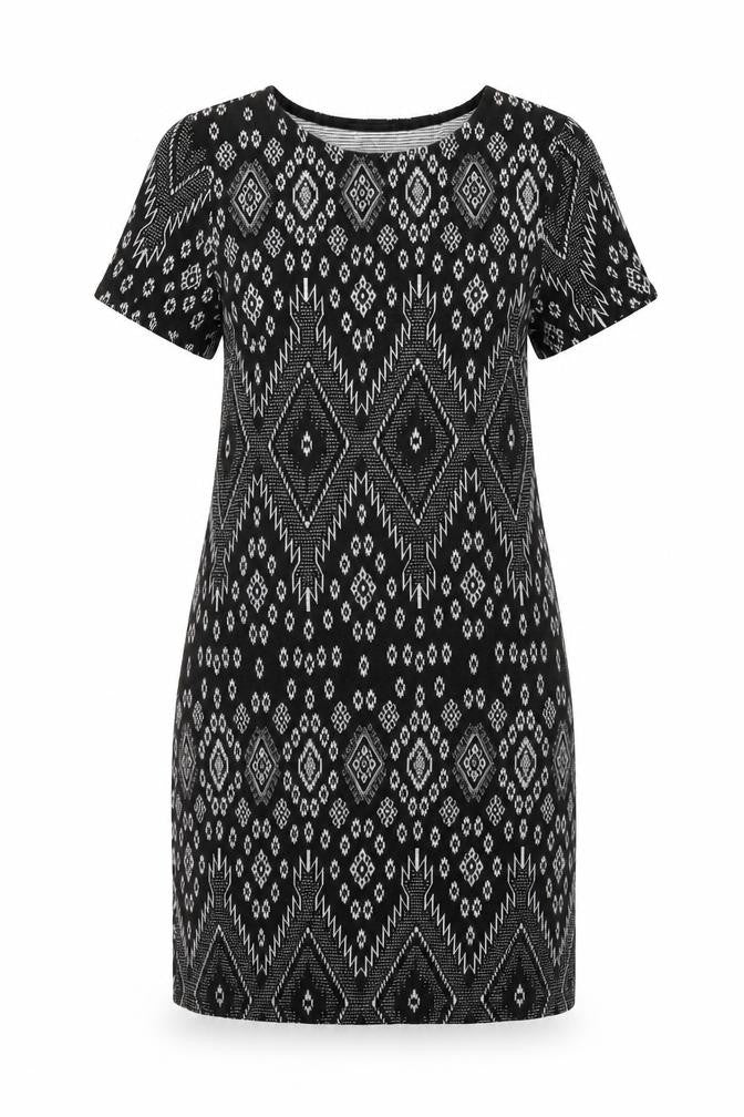 New Look Womens Black Geometric Viscose Mini Size 6 Round Neck Pullover