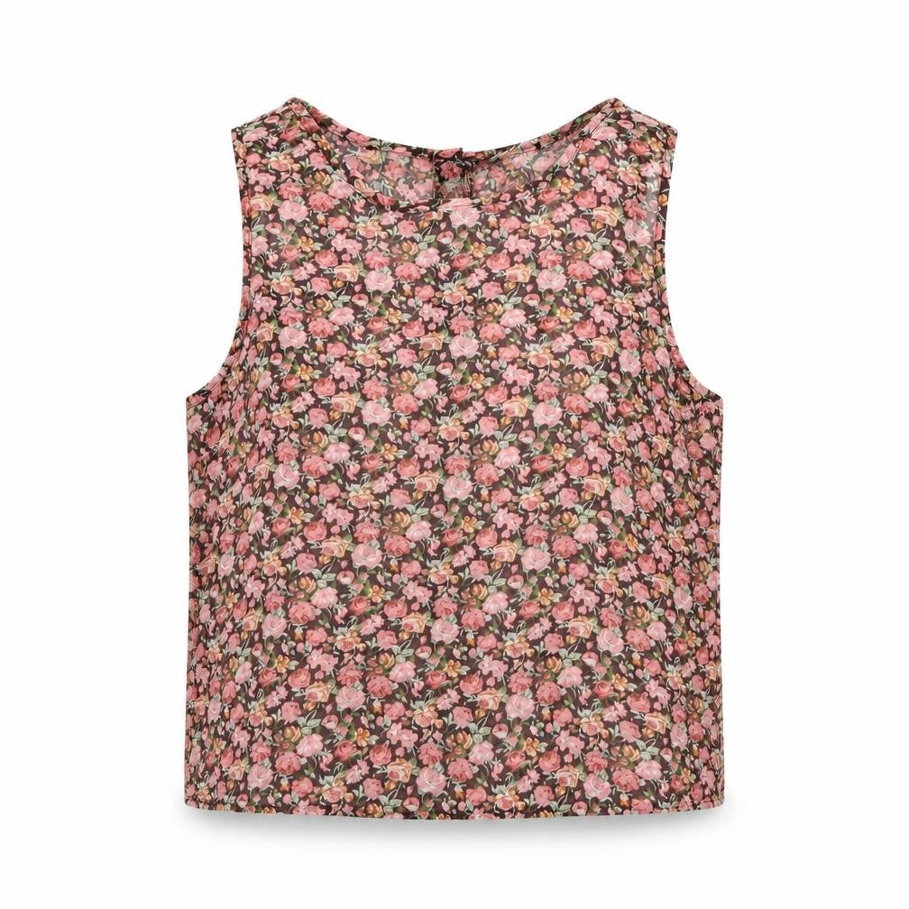 New Look Womens Black Floral Polyester Basic T-Shirt Size 10 Round Neck