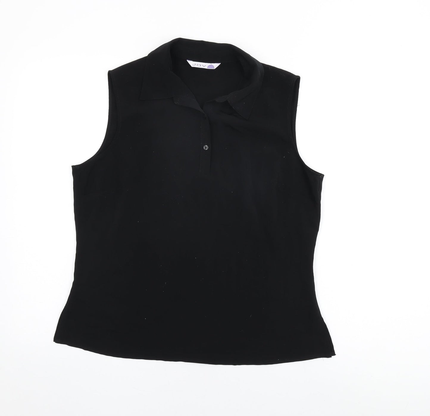 JDV Womens Black Polyester Basic T-Shirt Size 16 Collared