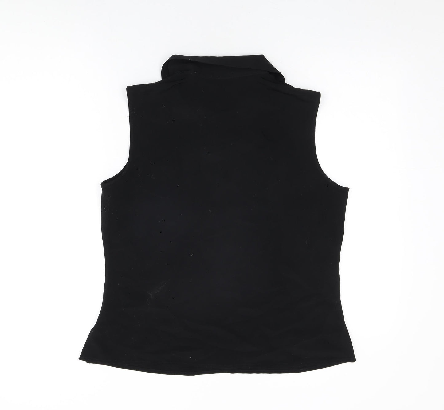 JDV Womens Black Polyester Basic T-Shirt Size 16 Collared