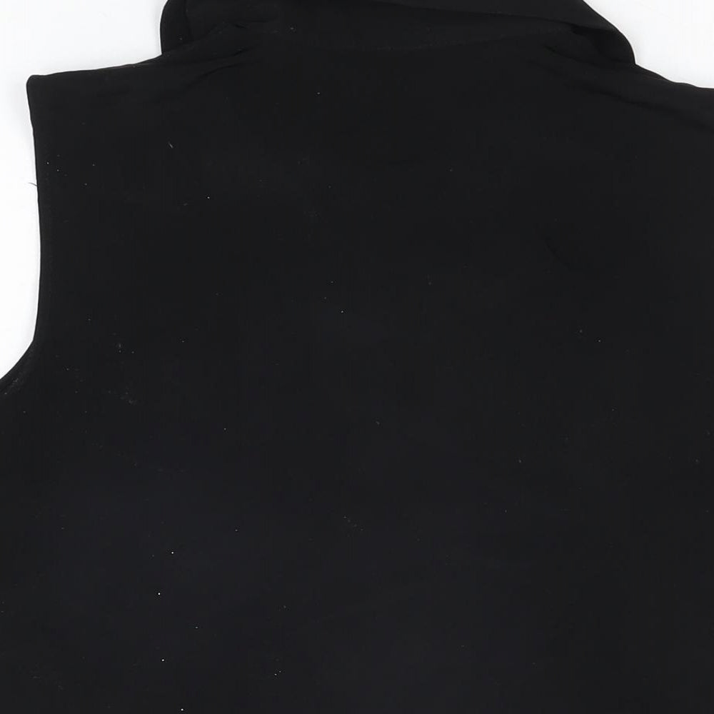 JDV Womens Black Polyester Basic T-Shirt Size 16 Collared
