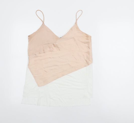 Zara Womens Pink Polyester Camisole T-Shirt Size M V-Neck