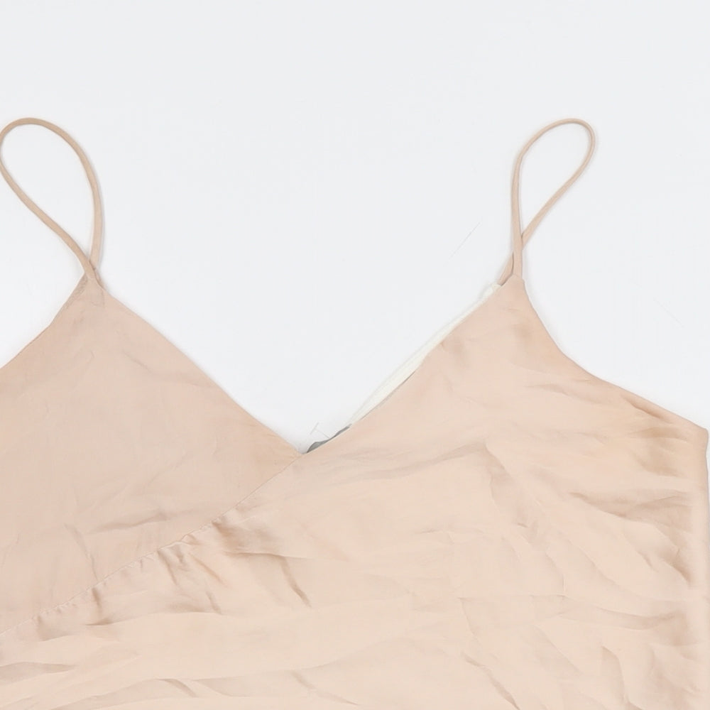 Zara Womens Pink Polyester Camisole T-Shirt Size M V-Neck